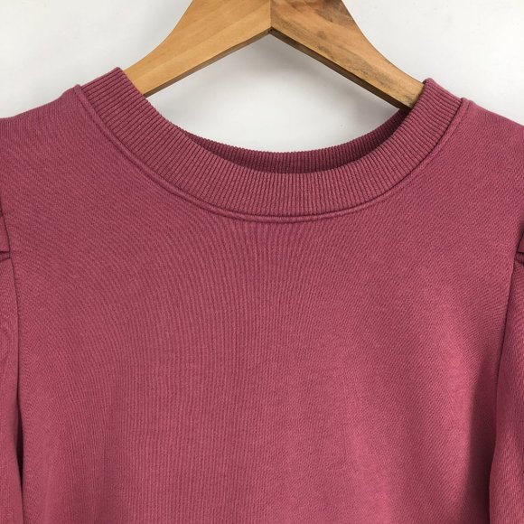 Anthropologie Maeve Pink Layered Long Puff Sleeve Tunic Sweatshirt Size M - Picture 12 of 16